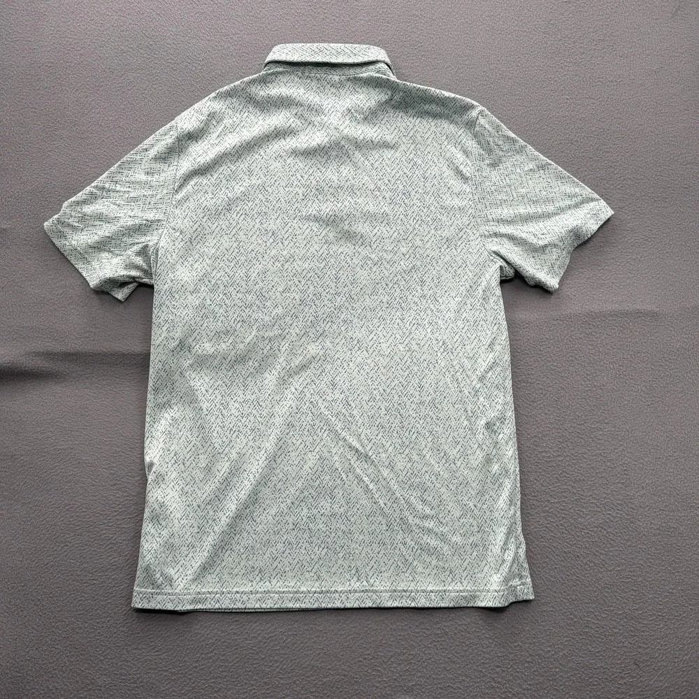 Adidas Polo Shirt Mens Large Green Chevron Print Golf Performance Stretch Top